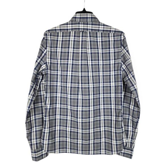 The Men's Store Classic-Fit Cotton Button-Down Grey/Blue Plaid Medium NWT - Picture 2 of 4